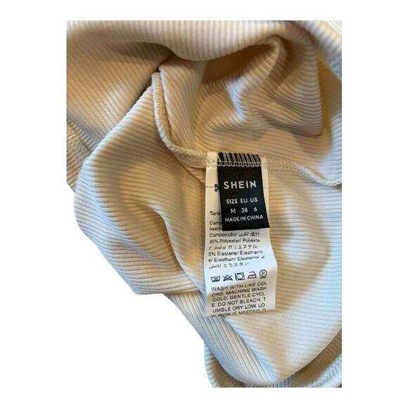 Shein Ribbed Cream One Shoulder Cropped Top Size M - Picture 3 of 3